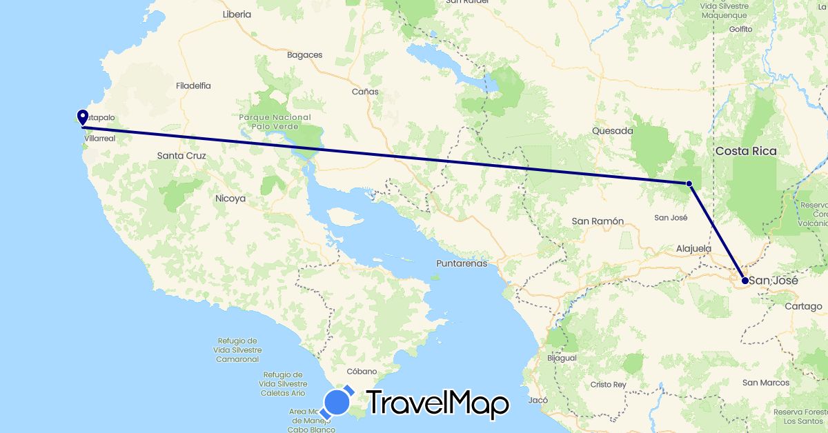 TravelMap itinerary: driving in Costa Rica (North America)
